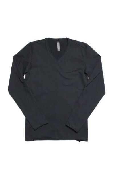 v-neck compact jersey L/S［black］