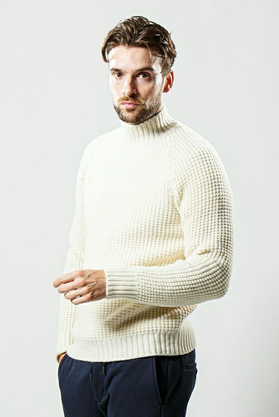 wjk ニット |6305kw53-10 hard waffle hi-neck knit [white]