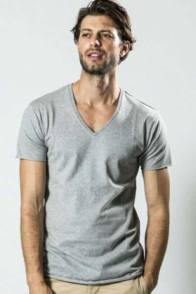 cut-off V-neck C/S S/S [top.gray]