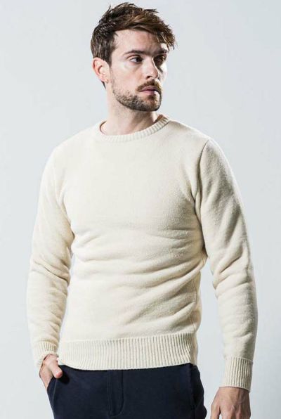 wool pile crew-neck [white]