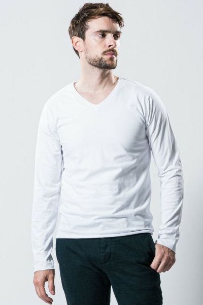 standard jersey V neck L/S/ [white]