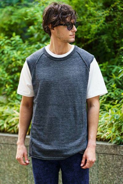 roll knit vest [charcoal]