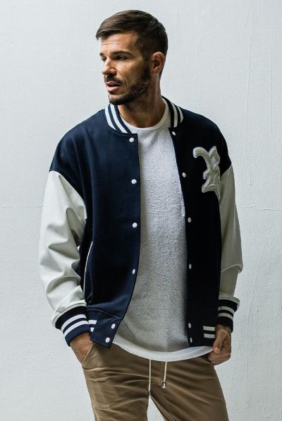 RC JERSEY OVER VARSITY JACKET［NAVY］