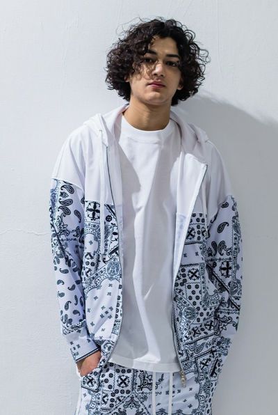 PAISLEY RUSH OVER  ZIPUP HOODIE［WHITE］