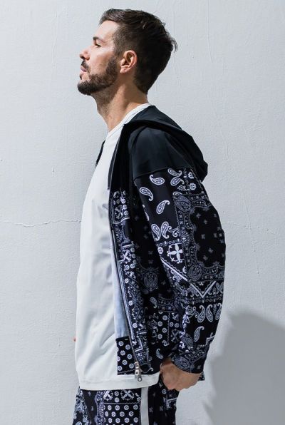 PAISLEY RUSH OVER  ZIPUP HOODIE［BLACK］