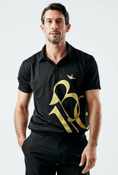 113 GOLF S/S POLO 113G BIG LOGO［BLACK/GOLD］