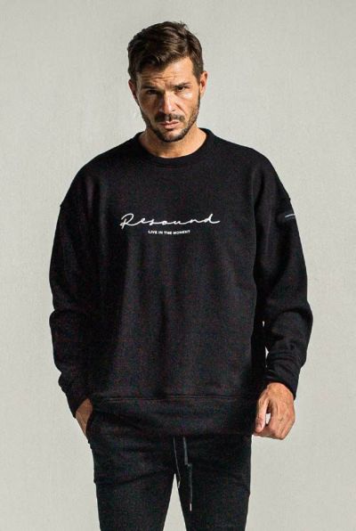 handwriting rogo velours fleece drop trainer［BLACK］