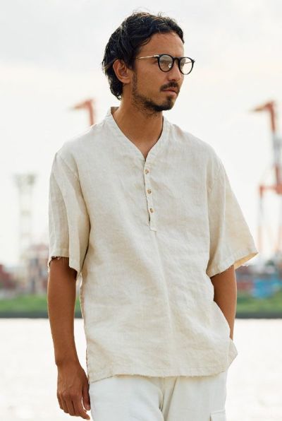 smart collar pullover H/S［l.beige］