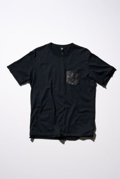 crash leather pocket Tee ［black］