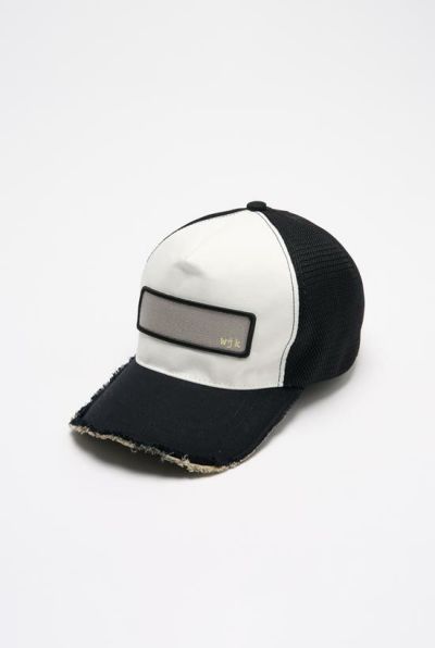 cut-off mesh cap［black × white］
