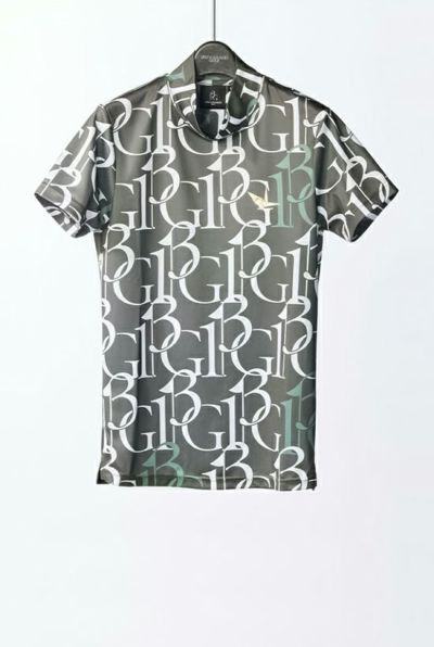 LADIES' S/S MOCK NECK 113G FULL MIX LOGO［KHAKI］