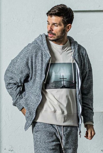 MOLE YARN PILE zip loose hoodie［GREY］