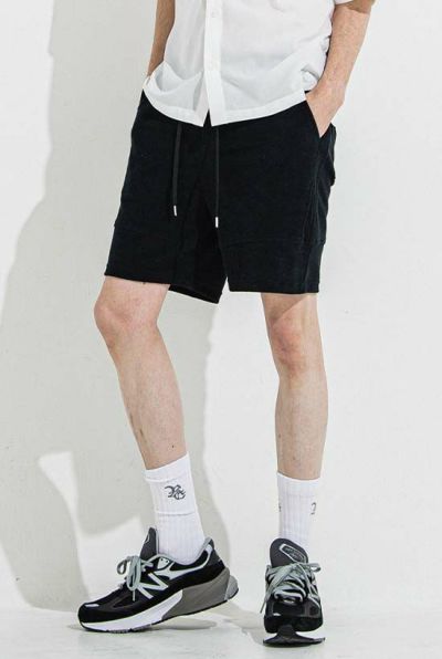 DENIM JERSEY SHORTS［BLACK］6月入荷予定