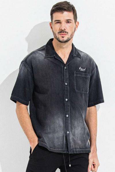 ZACK HALF DENIM SHIRTS［BLACK］