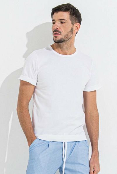 GIZA BASIC ROLL UP TEE［WHITE］