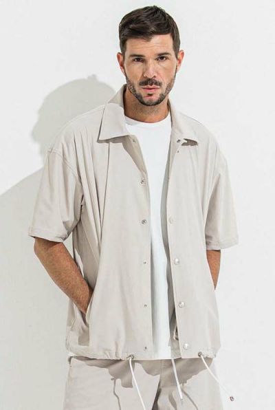 NYLON HALF COACH JACKET［GREYGE］