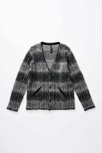 mohair shaggy knit cardigan［black check］10月入荷予定