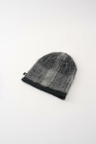 mohair shaggy knit beanie［black check］10月入荷予定
